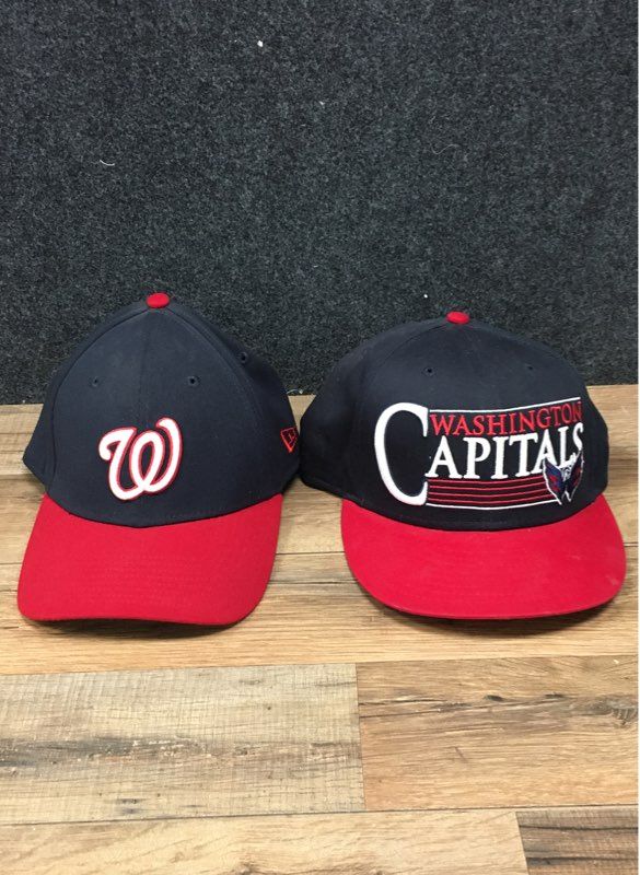 New Era Washington Nationals & Capitals Hat Lot 2 MLB NHL 39THIRTY 9FIFTY Caps