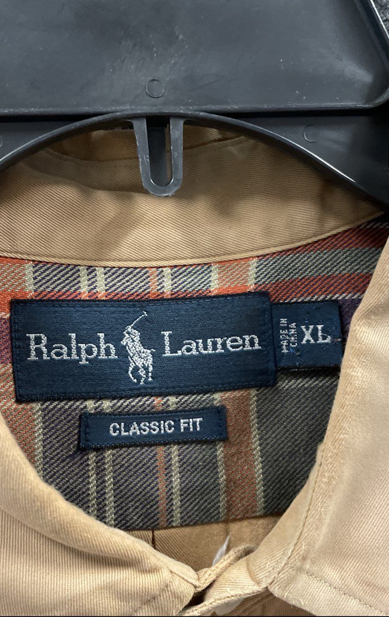 Ralph Lauren Men's Tan Khaki Classic Fit Long Sleeve Button Down Shirt XL