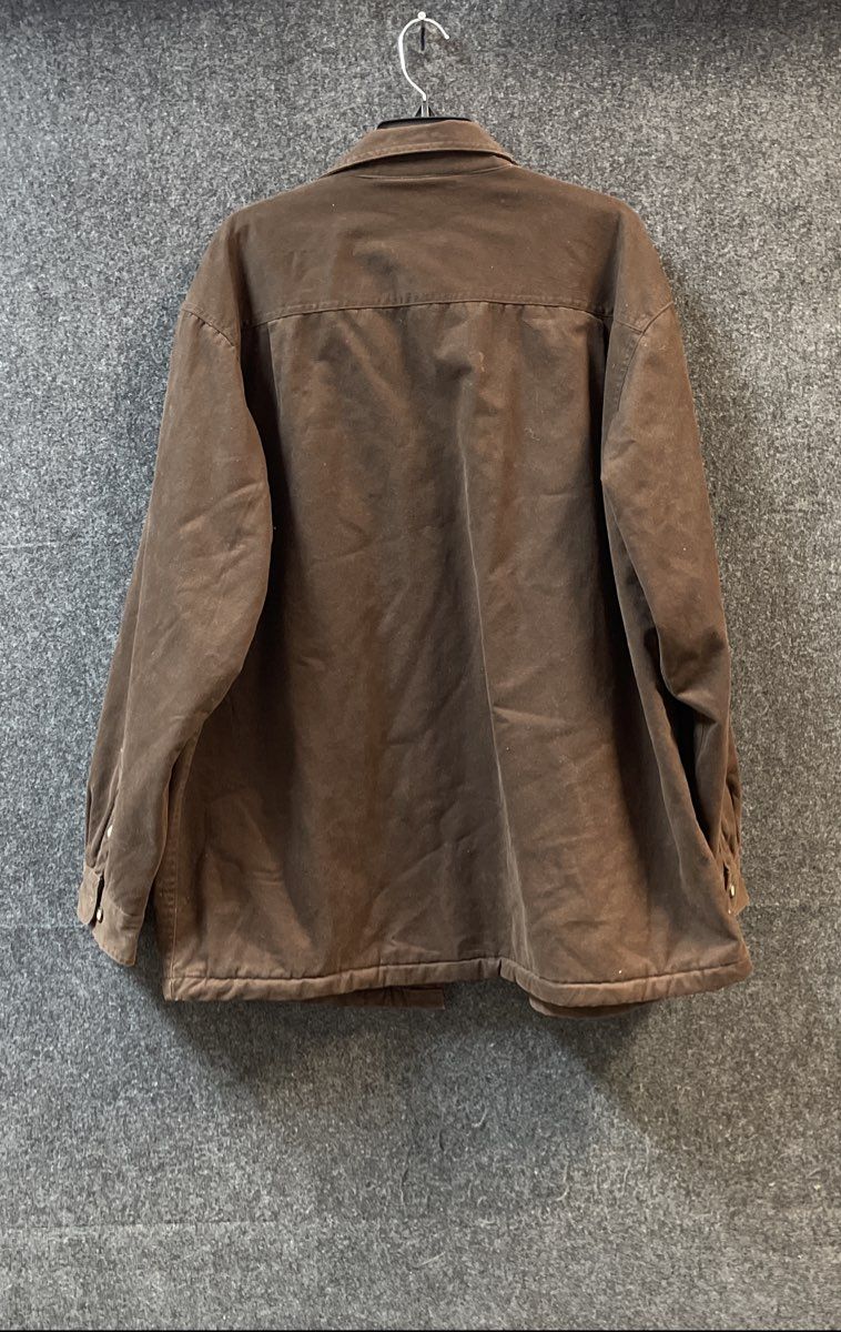 St. John's Bay Men's Brown Fleece Lined Canvas Shirt Jacket Quilted Sz XL