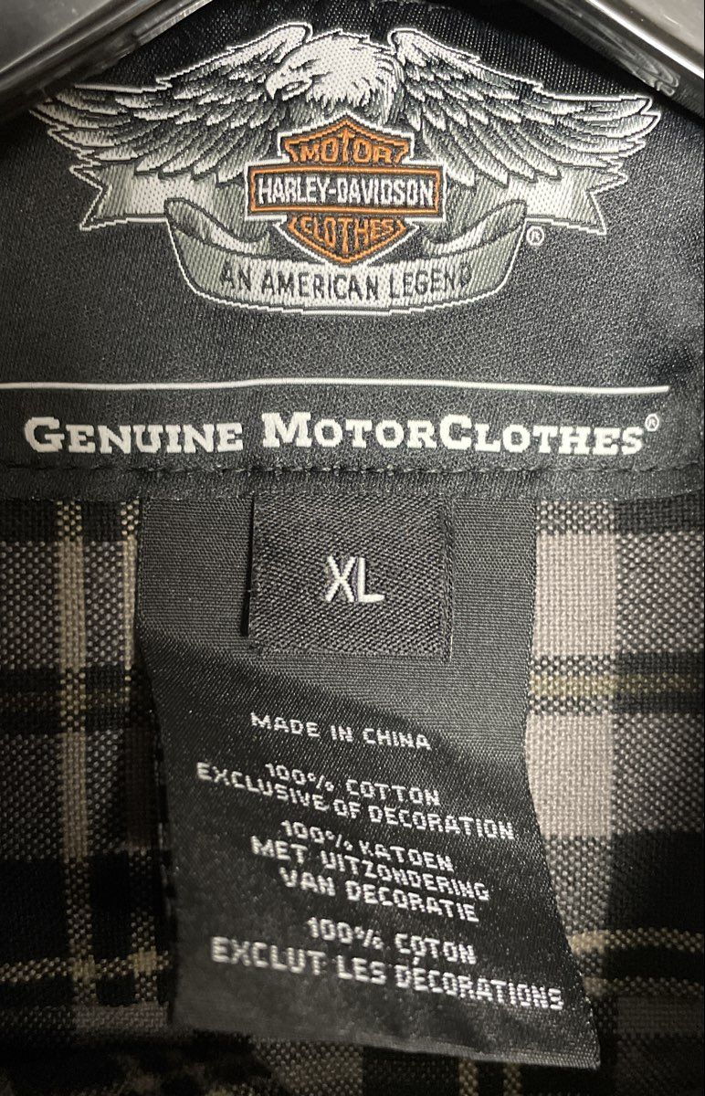 Harley-Davidson MotorClothes Plaid Long Sleeve Button Shirt Embroidered Sz XL