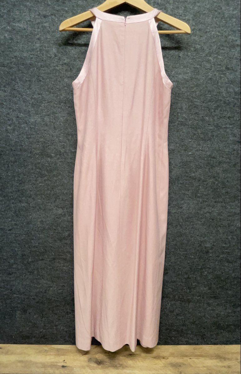 Datiani Women's Pink Halter Neck Maxi Dress Bow Detail Side Slit Gown