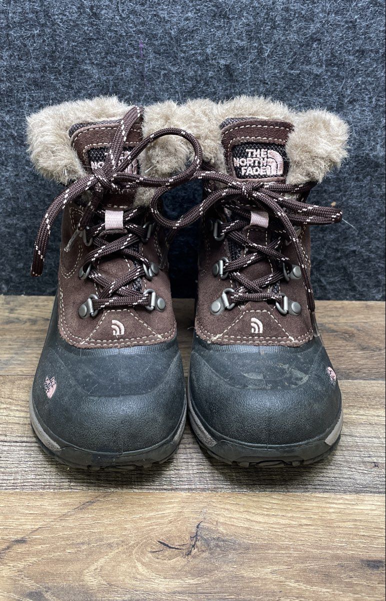 The North Face Alpenglow Brown Waterproof Faux Fur Winter Boots Girl's Size 12