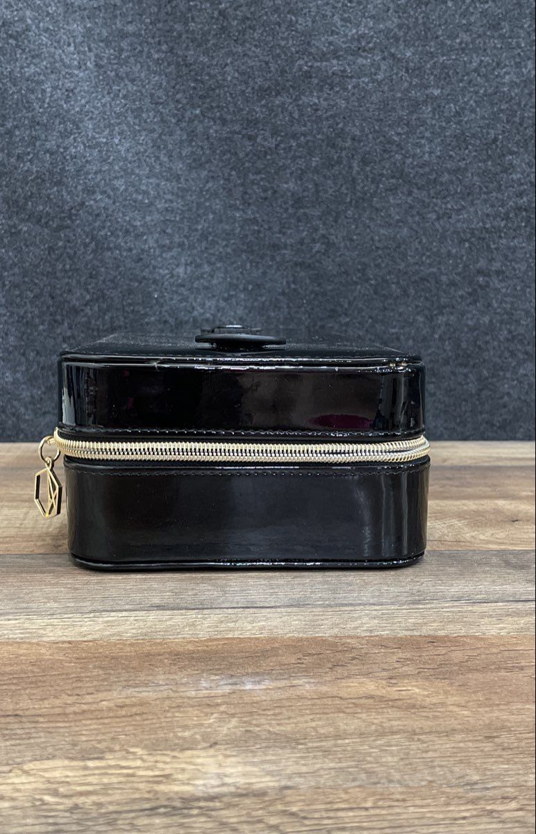 Apres Black Latex Makeup Bag Travel Nail Tool Case Zippered Handle 13x10