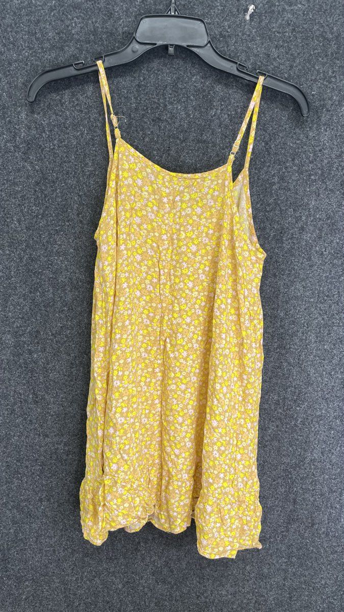 Wild Fable Women's Yellow Floral Ditsy Rayon Ruffle Hem Mini Slip Dress Sz M