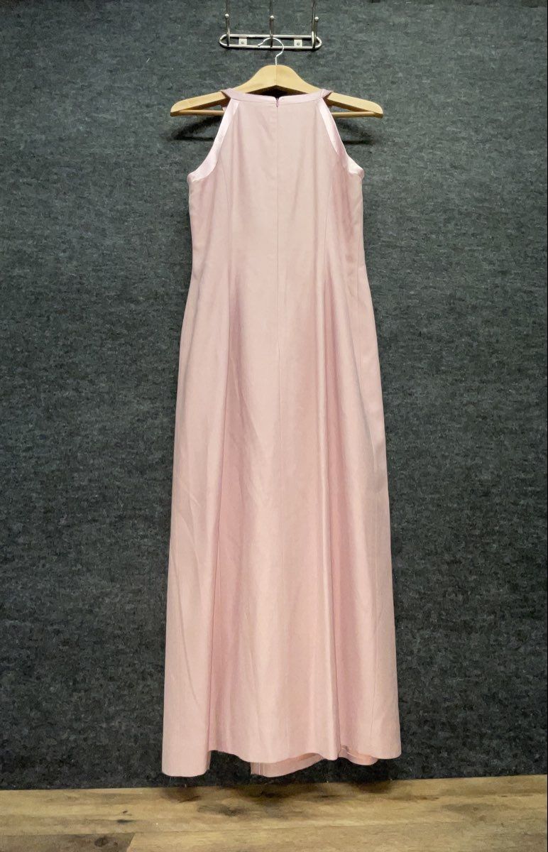 Datiani Women's Pink Halter Neck Maxi Dress Bow Detail Side Slit Gown