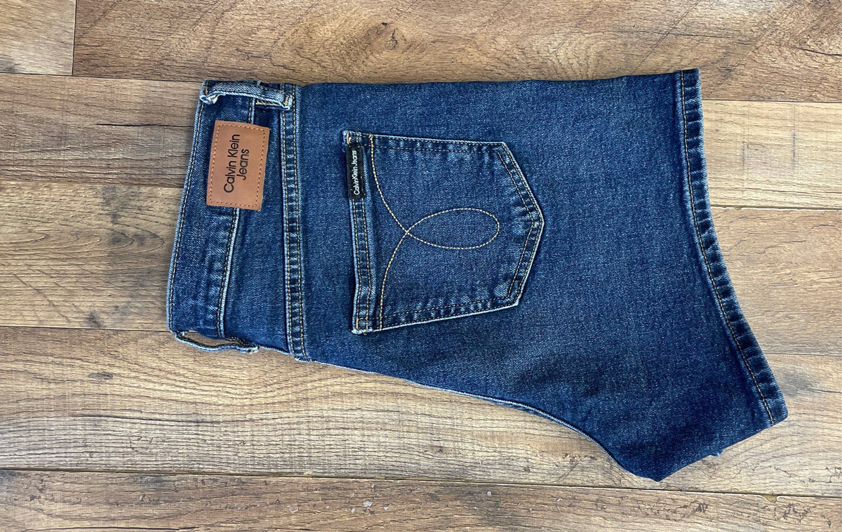 Calvin Klein Jeans Women's Dark Wash Blue Denim Shorts High Rise Omega Sz 6