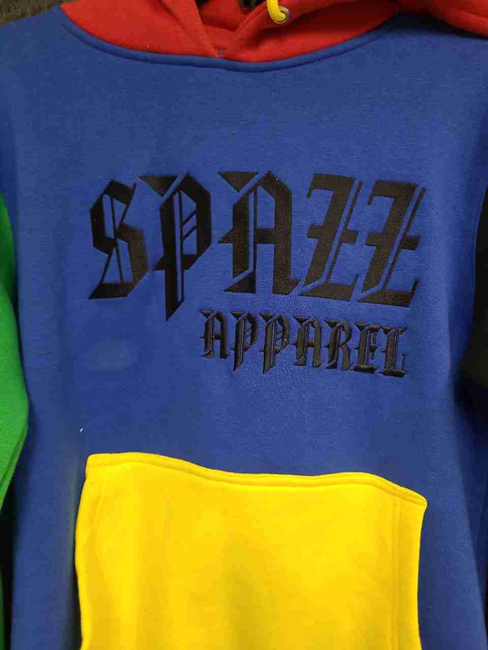 Spazz Apparel Men's Colorblock Pullover Hoodie Multi-Color Gothic Logo Sz XS