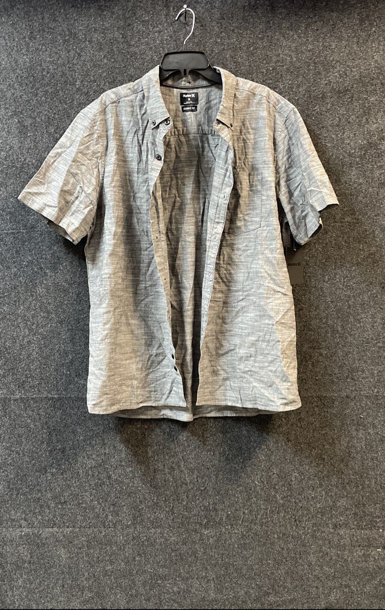Hurley Men's Gray OAO 2.0 Short Sleeve Cotton Classic Fit Shirt Sz XL NWT