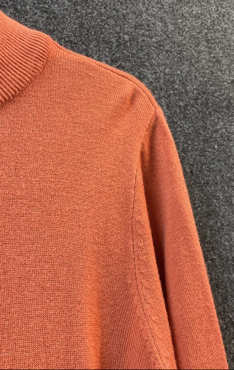 Blair Women's Orange Mock Neck Long Sleeve Acrylic Knit Sweater Size Large