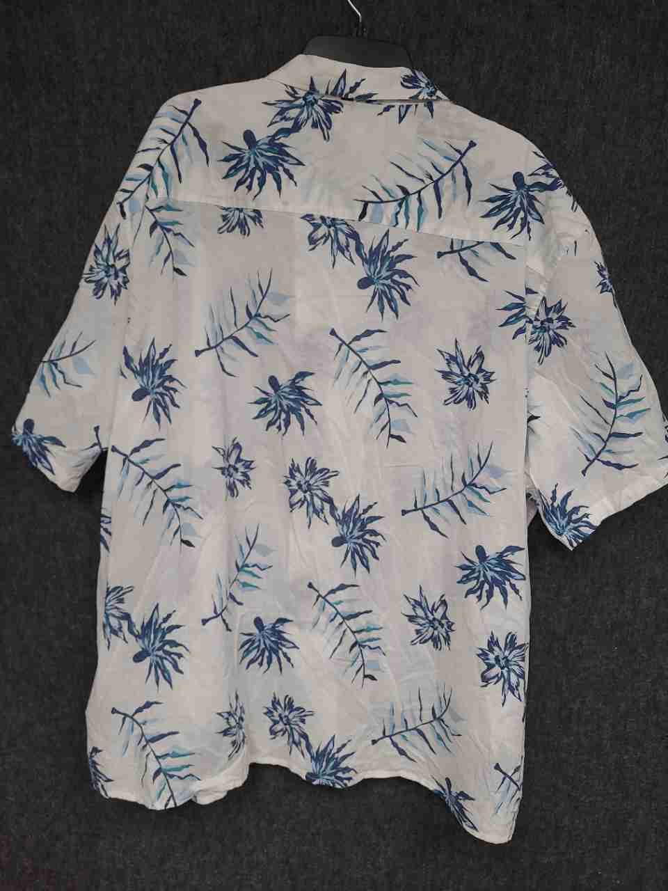 Free Assembly Men's Floral Camp Shirt Short Sleeve Blue White Sz XXXL NWT