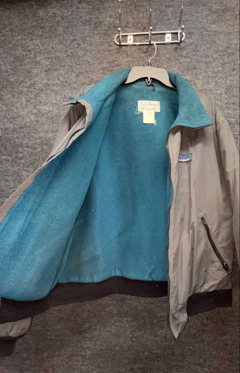 Vintage 90s L.L. Bean Men's Gray Fleece Lined Warm Up Jacket Full Zip XL