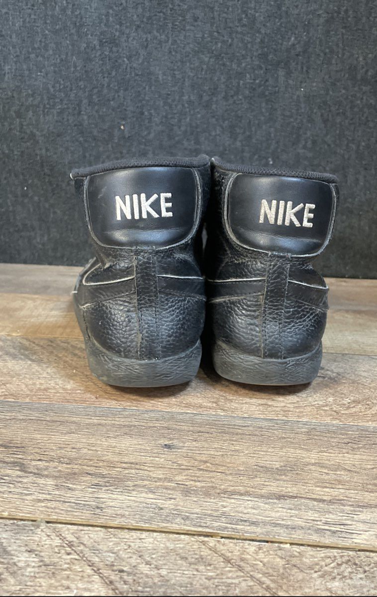 Nike Blazer Mid Black Tumbled Leather Gum Sole Youth Sneakers Size 6.5Y