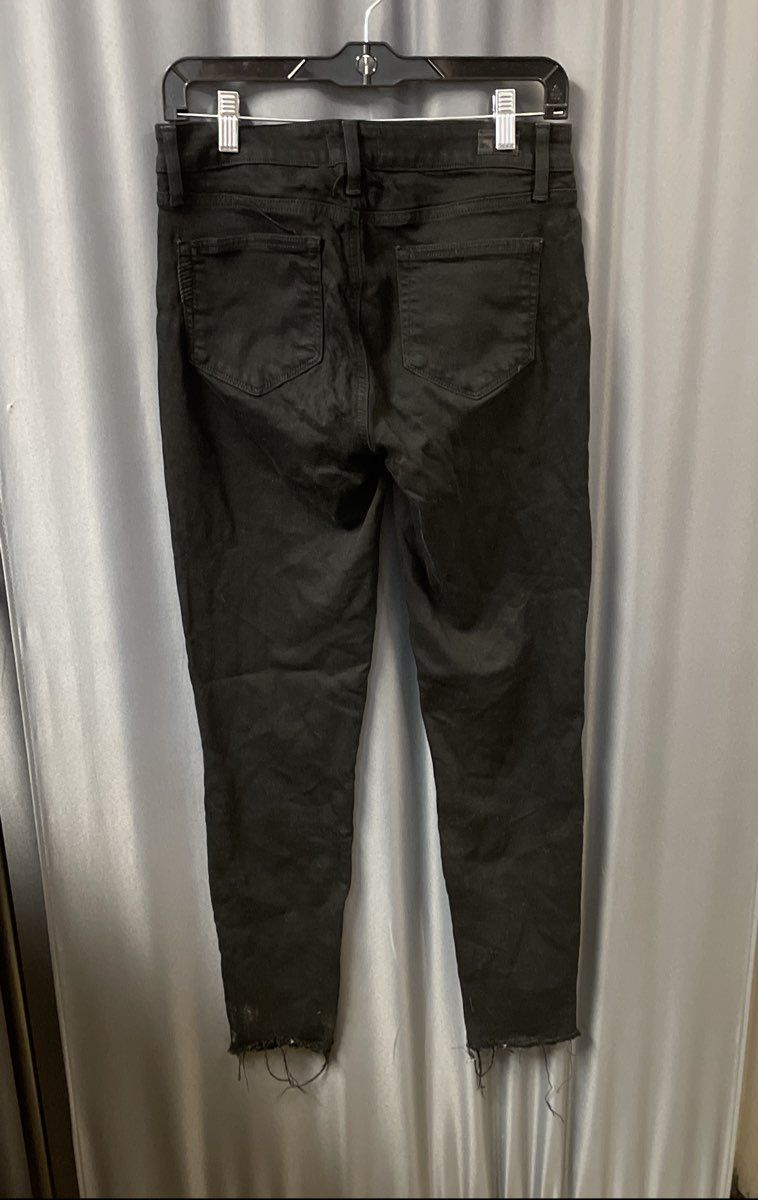 Paige Women's Black Skinny Ankle Jeans Raw Frayed Hem Sz 29