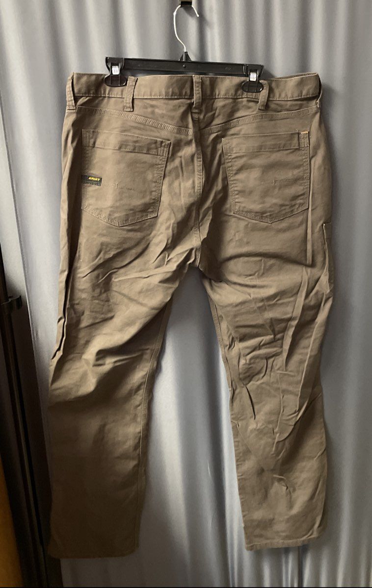 Ariat Men's Brown Rebar M4 Relaxed Straight Canvas Utility Work Pants Sz 38x32