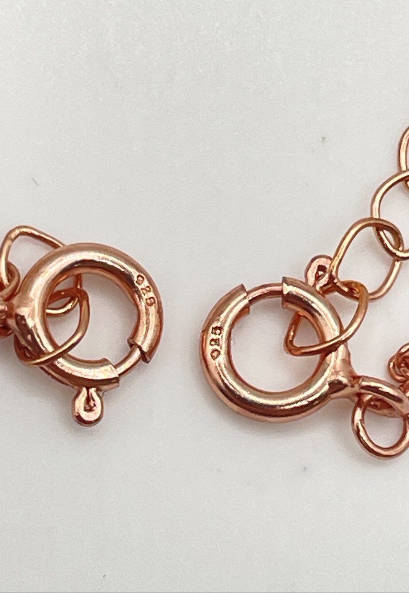 Lot Of Two 925 Sterling Silver Rose Gold Tone Beaded Ankle Bracelets 4.7g