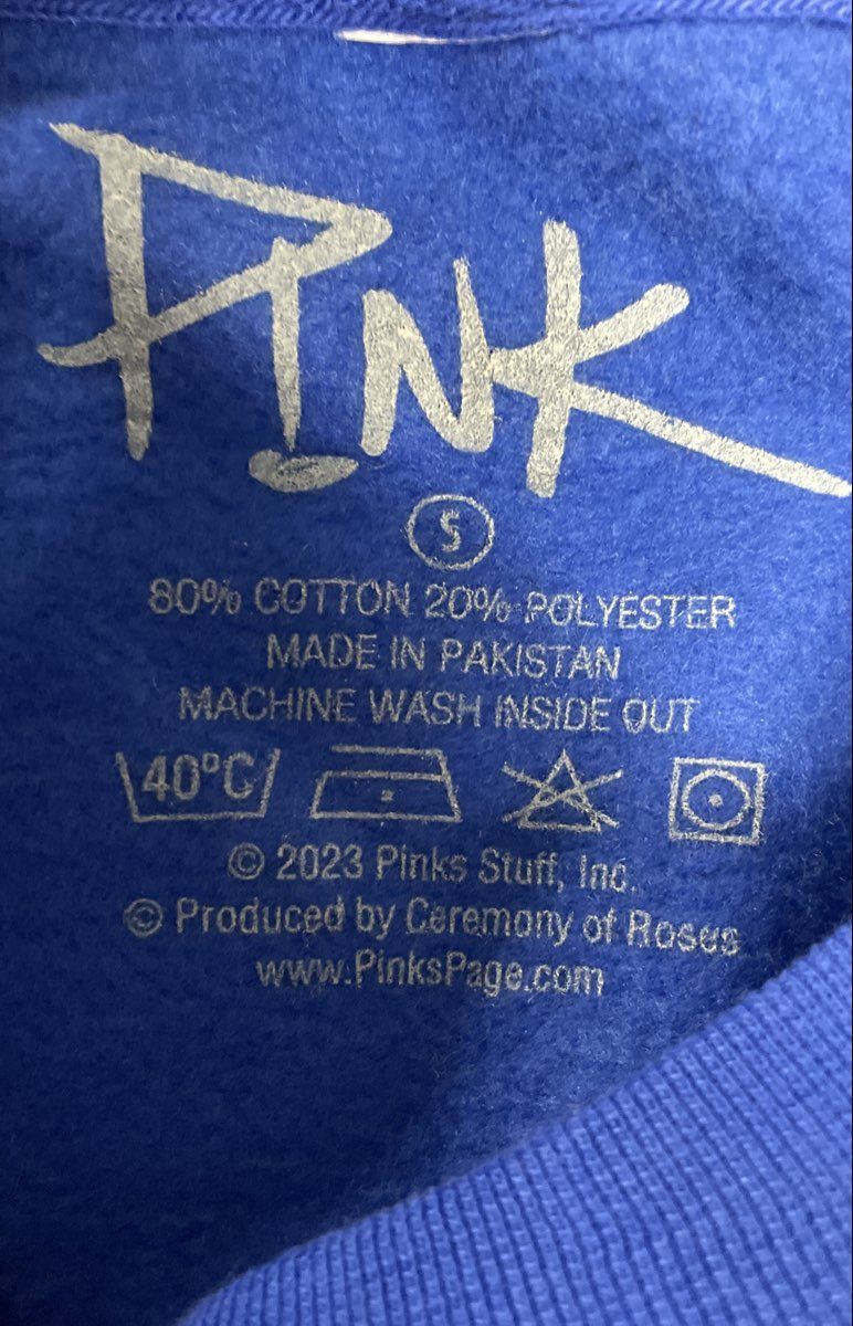 P!nk Women's Royal Blue 2023 Trustfall Graphic Bubblegum Sweatshirt Sz S