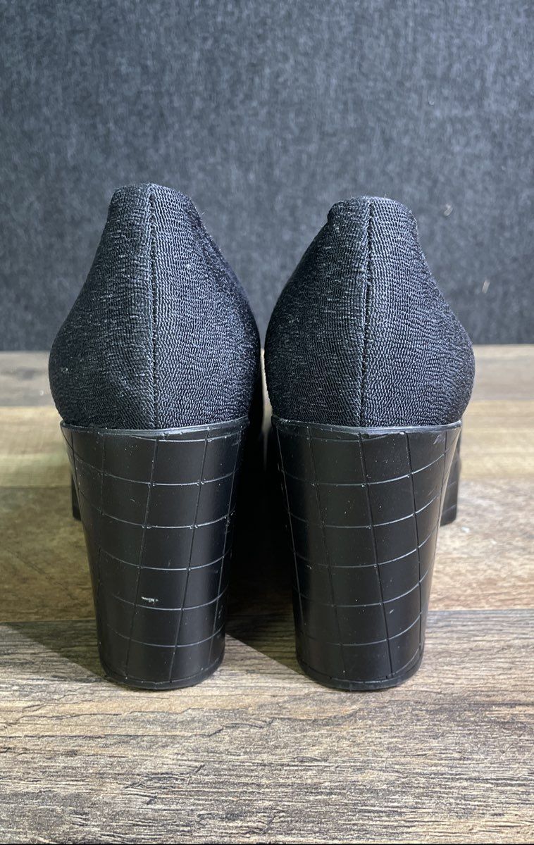 Vintage Robert Clergerie Black Stretch Fabric Wedge Pump Heels France Size 5.5