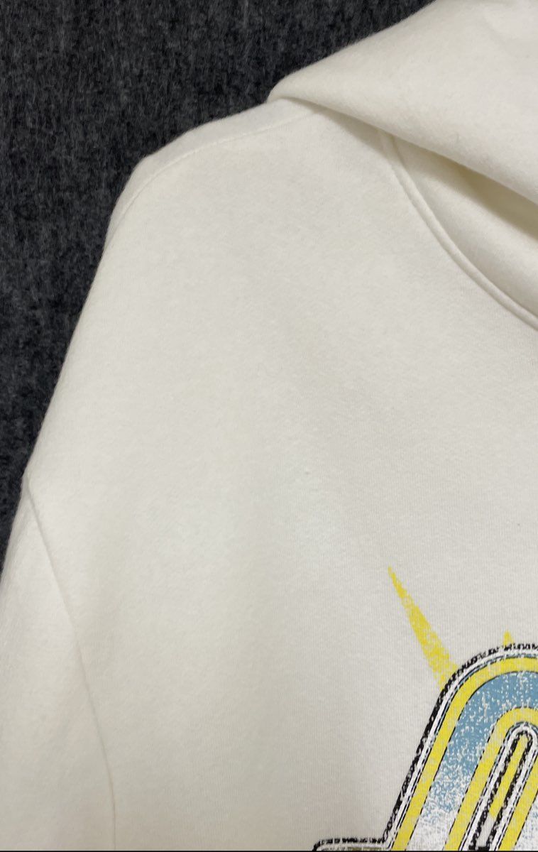 AC/DC Men's White Graphic Hoodie Yellow Lightning Bolt Sleeve Sz XXL