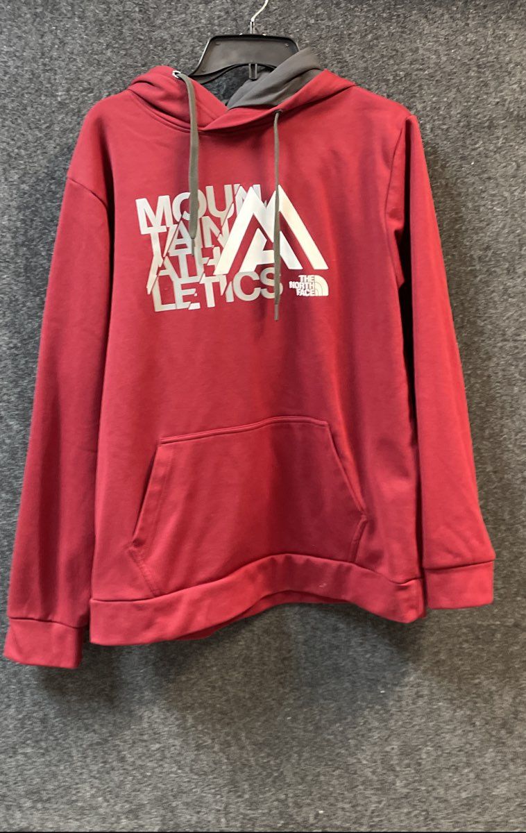 The North Face Men's Mountain Athletics Red Fleece Pullover Hoodie Pocket Sz L