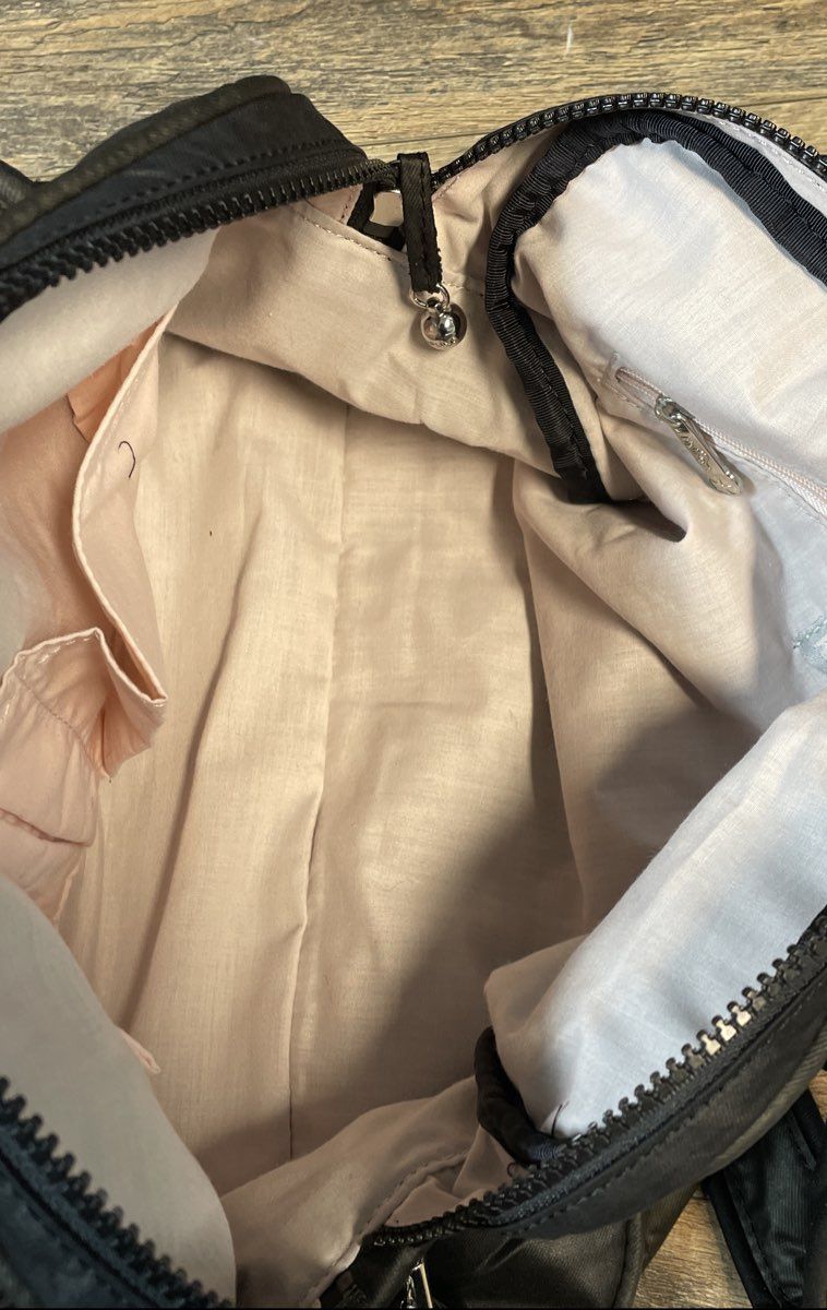 Kipling Black Nylon Satchel Crossbody Bag with Monkey Keychain Silver Hardware