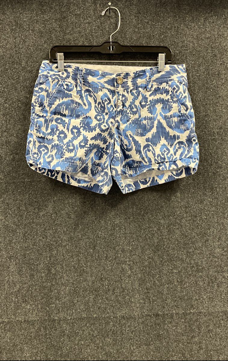 Lilly Pulitzer Women's The Callahan Short Blue White Flamingo Ikat Print Sz 6