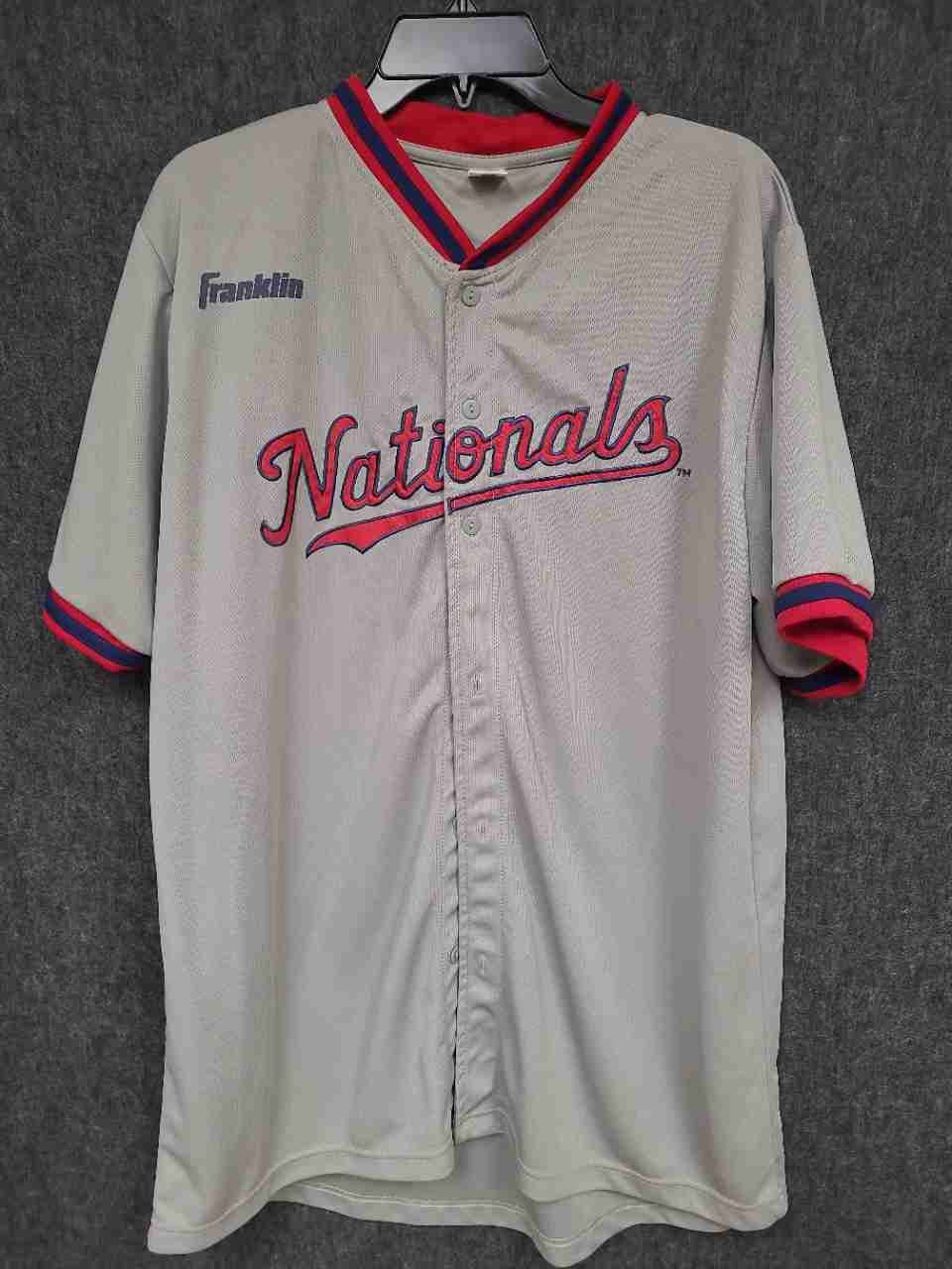 Franklin Men's Washington Nationals Gray Baseball Jersey #9 Button Front Sz L
