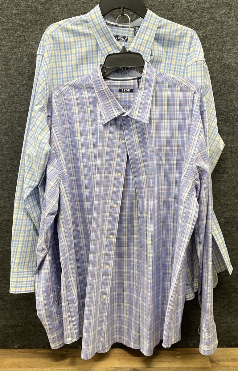 Izod Men's Lot of 2 Long Sleeve Plaid Check Button Down Shirts Sz XXL