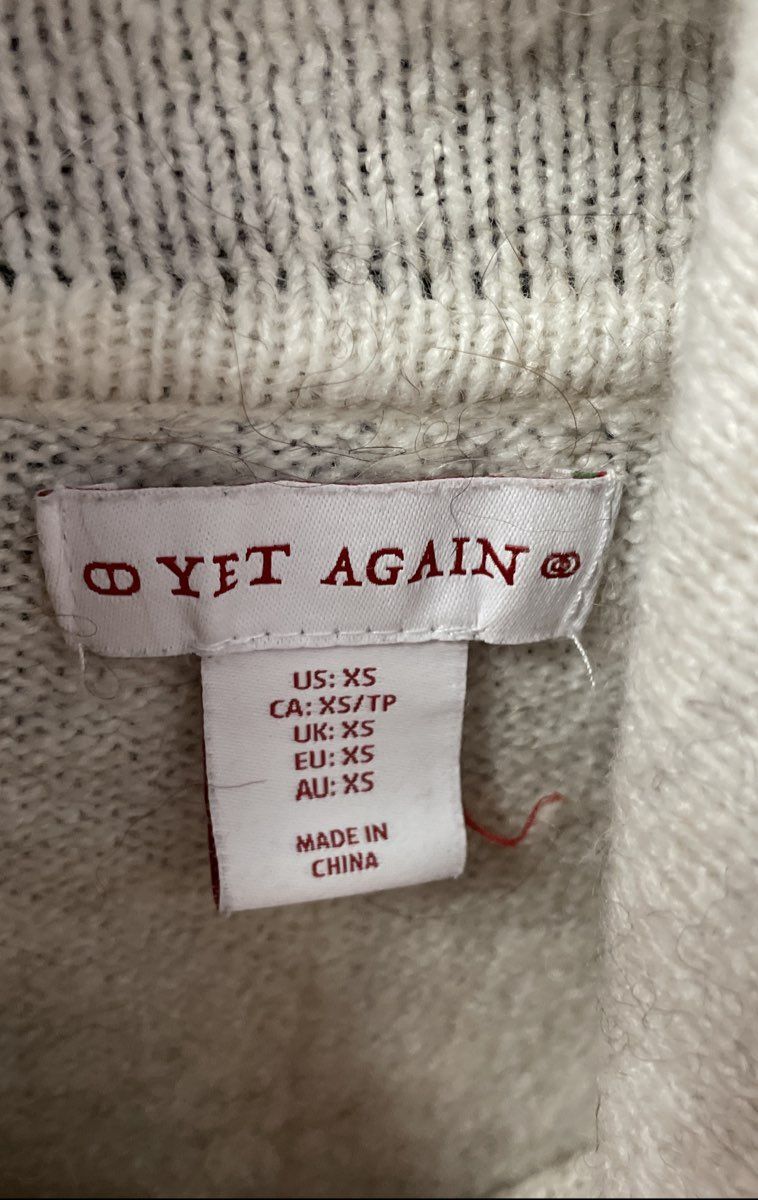 Yet Again Women's Cowl Neck Sweater Cream Oatmeal Alpaca Blend High Low Hem XS