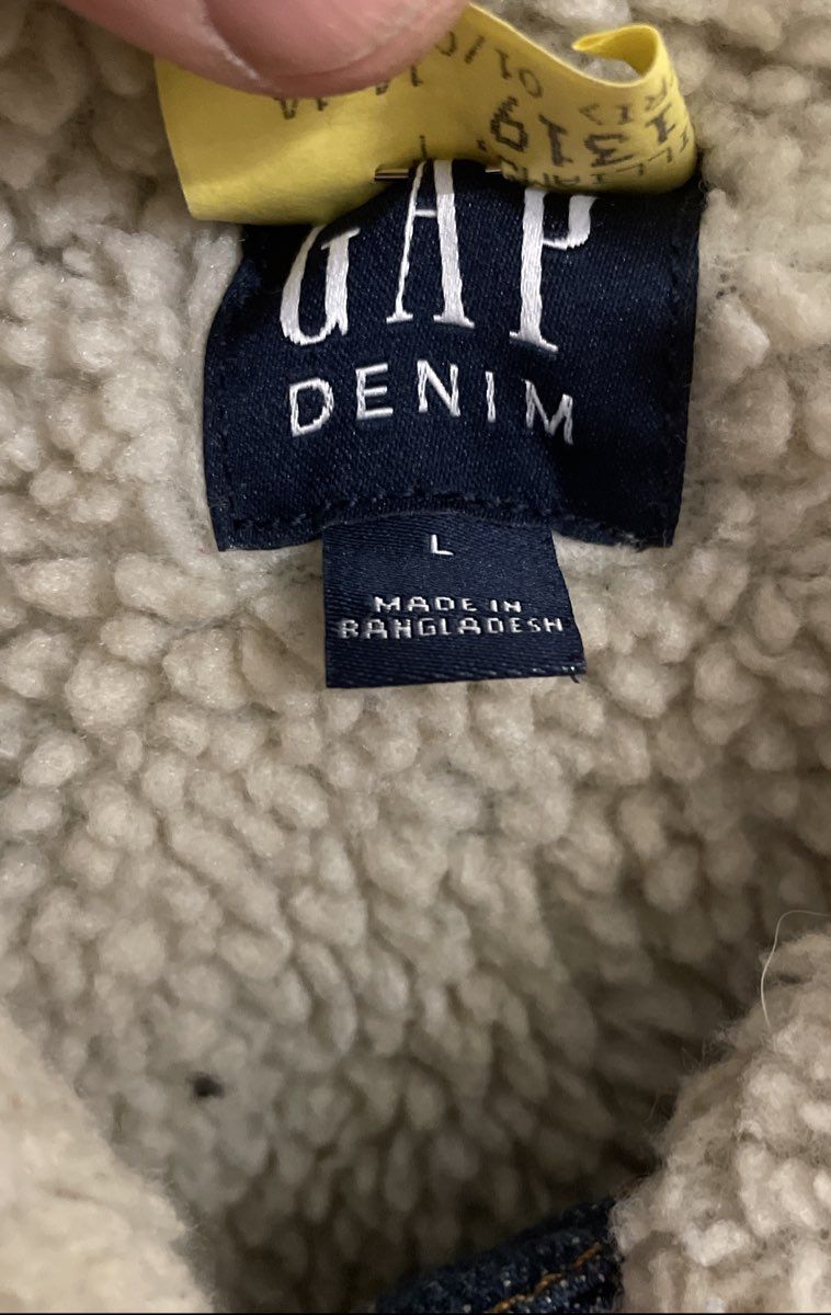 Gap Women's Blue Denim Trucker Jacket Faux Shearling Sherpa Collar Sz L