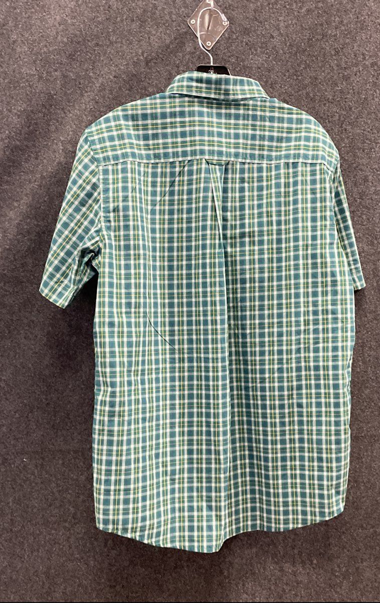 Chaps Men's Congo Green Plaid Short Sleeve Easy Care Button Down Shirt Sz M NWT