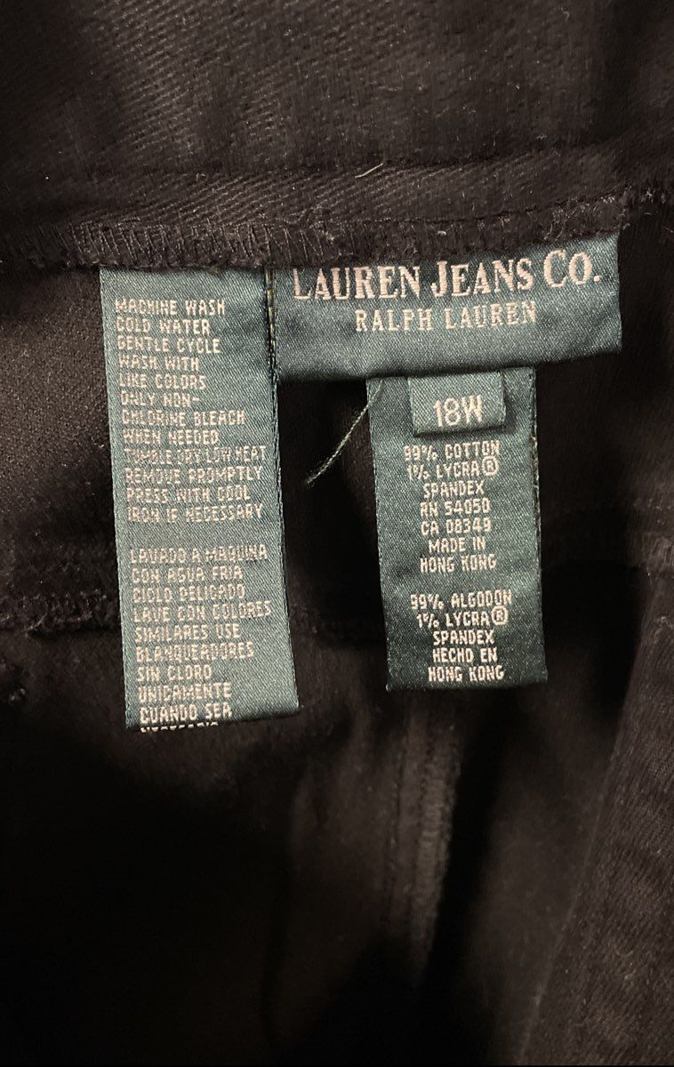 Lauren Jeans Co Ralph Lauren Women's Black 5-Pocket Elastic Back Jeans Sz 18W