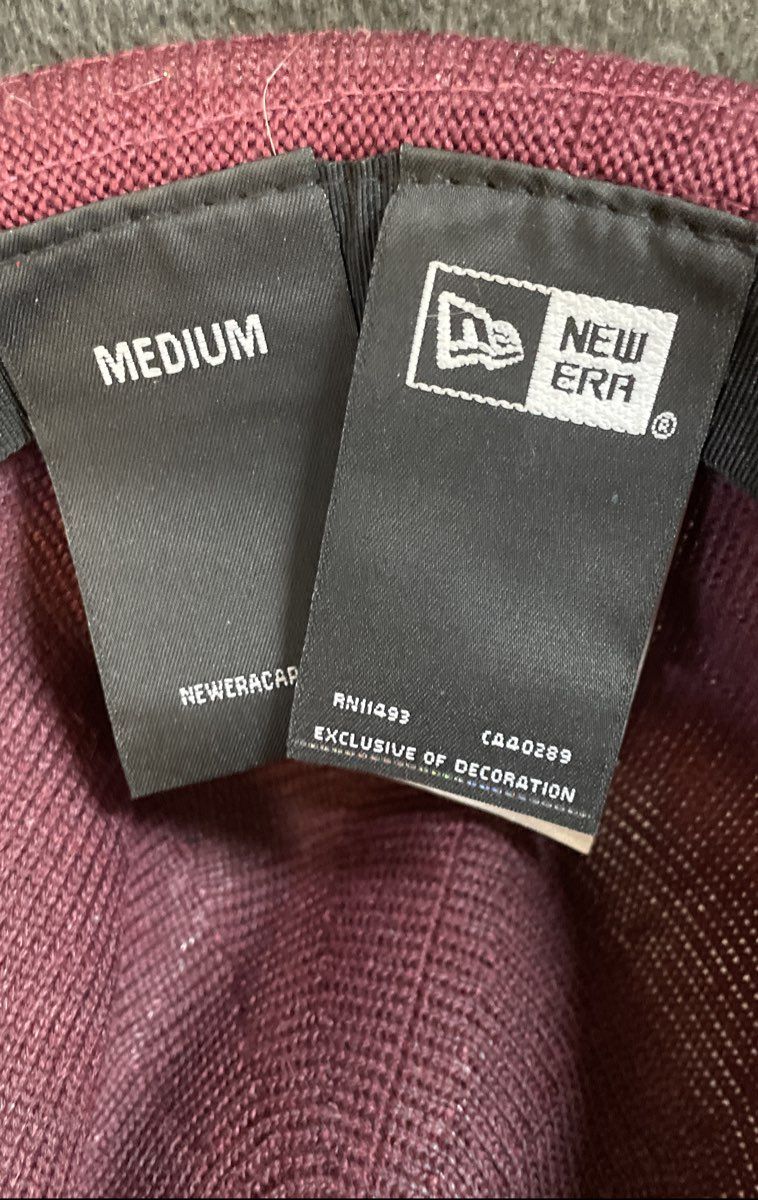New Era Men's Burgundy Woven Mesh Fedora Hat Metal Logo Sz M