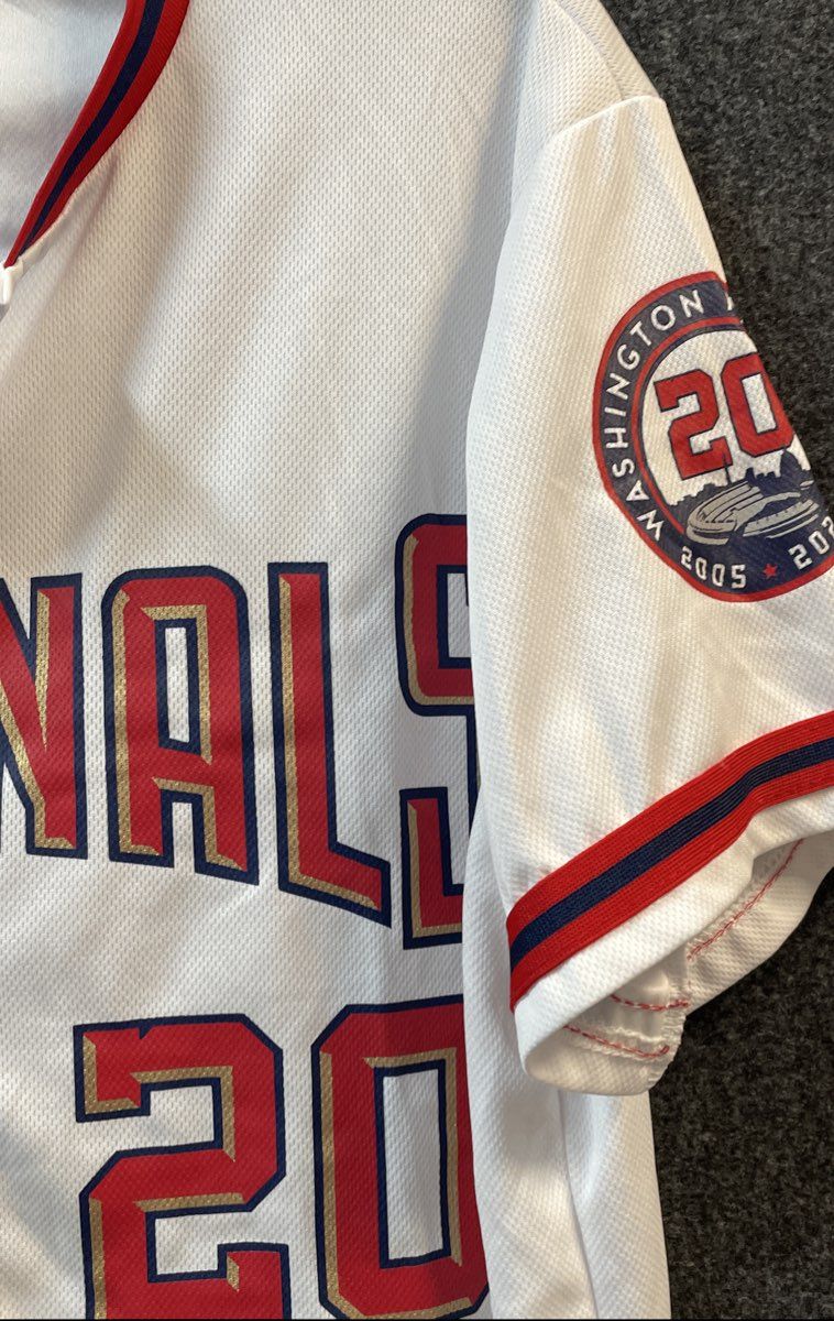 Washington Nationals Men's Baseball Jersey White 20th Anniversary Patch Sz M
