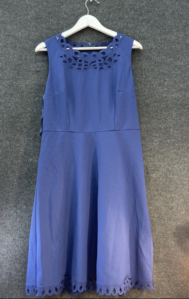 Talbots Women's Blue Embroidered Ponte Fit & Flare Dress NWT Sz 8