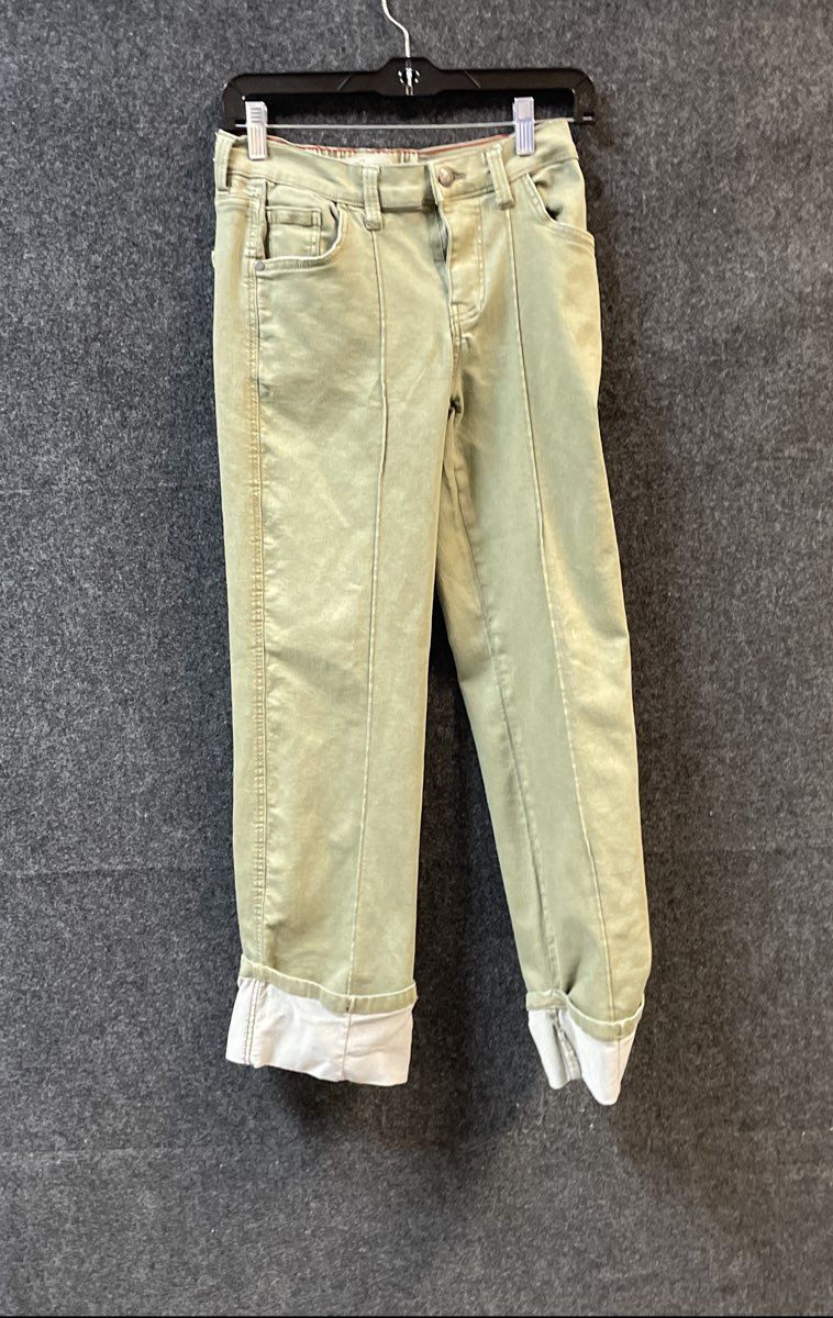 Love Trends Girls Sage Green Front Seam Stretch Cuffed Pants Size 3