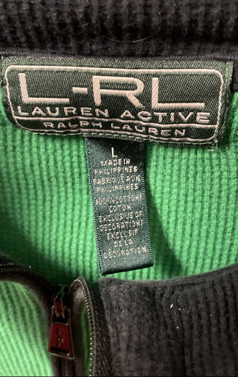 Lauren Active Ralph Lauren Women's Green Waffle Knit 1/4 Zip Top Size L