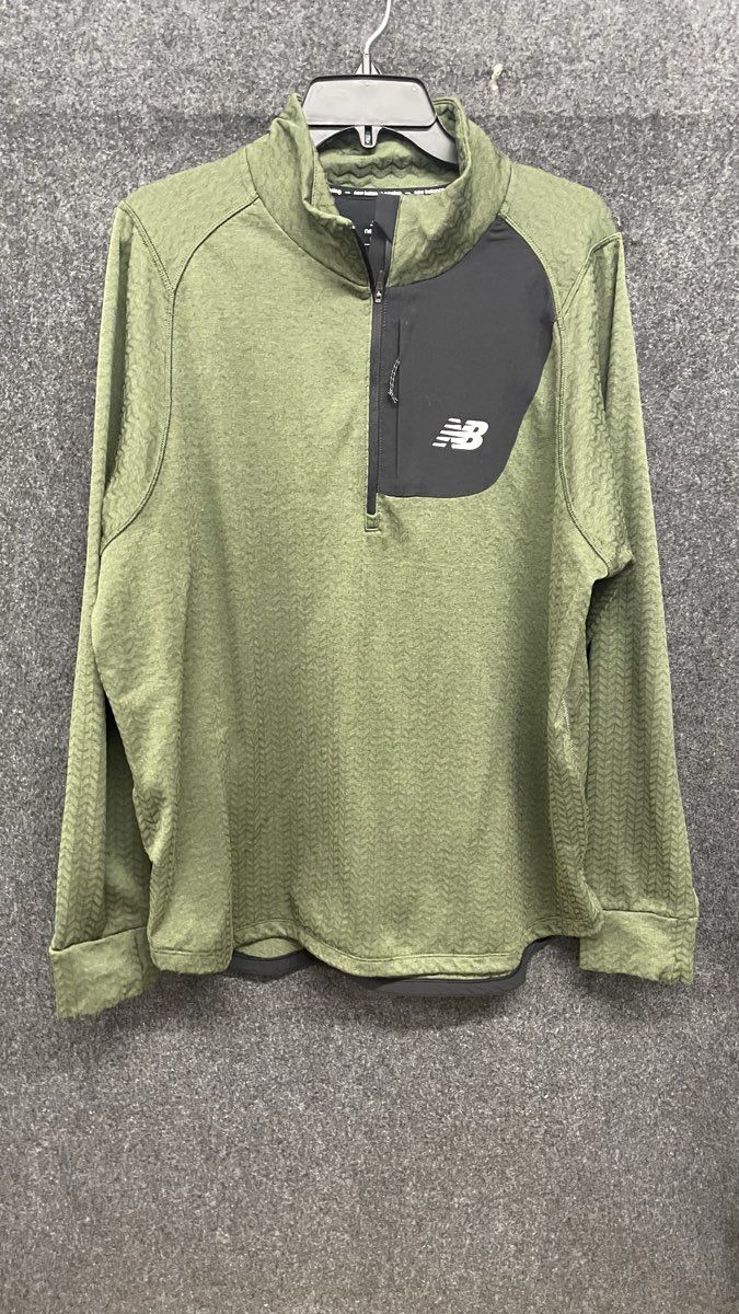 New Balance Men's 1/4 Zip Fleece Pullover Olive Green Running NB Heat Sz XL