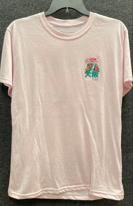 GSTR Men's Pink Osaka Sakura Waterfall Graphic T-shirt Sz M
