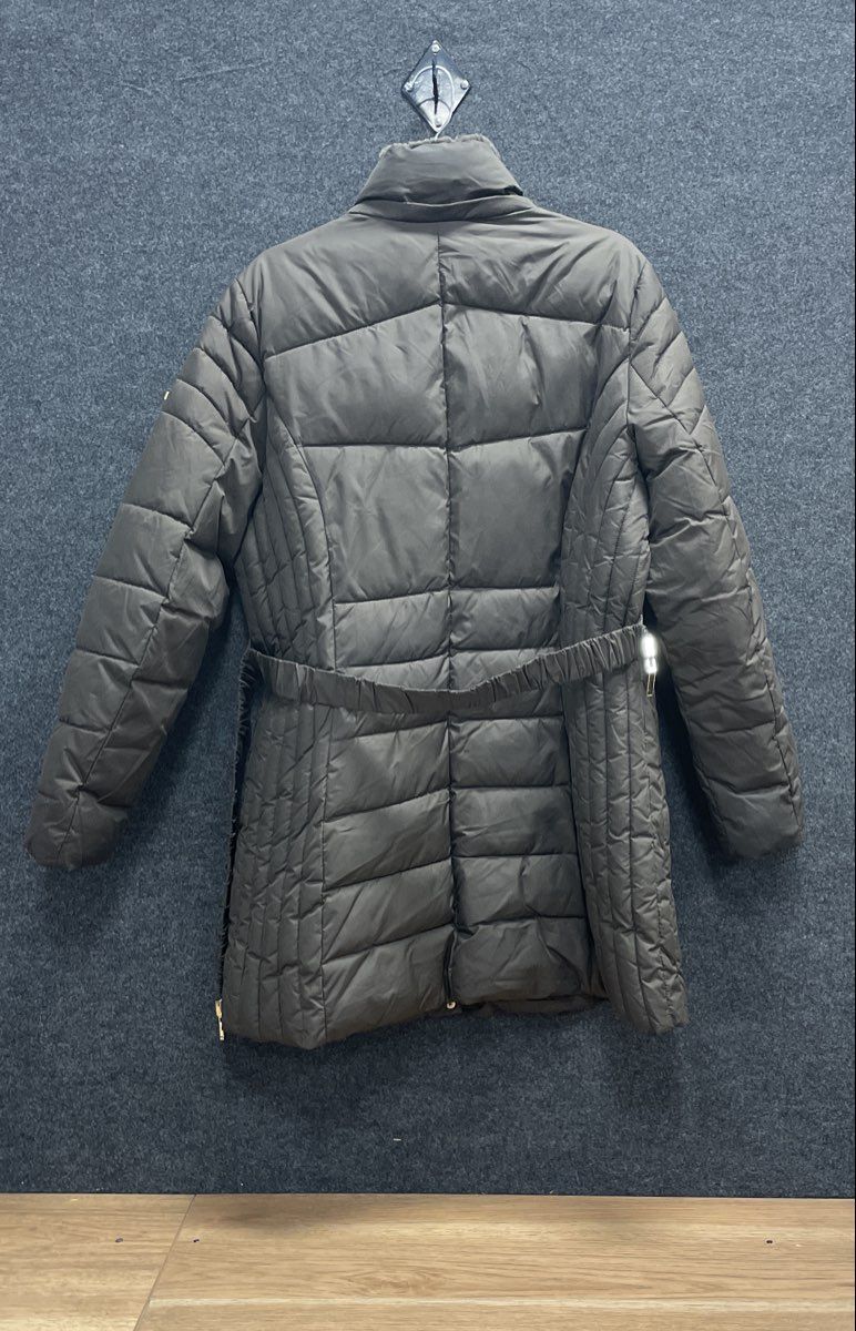 Laundry by Shelli Segal Women's Brown Quilted Puffer Coat Faux Fur Trim Sz XL