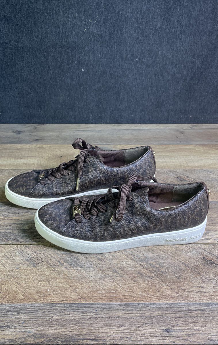 Michael Kors Keaton Brown Logo Lace Up Sneakers Women's Size 7