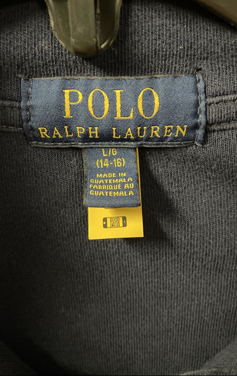 Polo Ralph Lauren Boys Navy Blue 1/4 Zip Cotton Pullover Sweater Sz L (14/16)