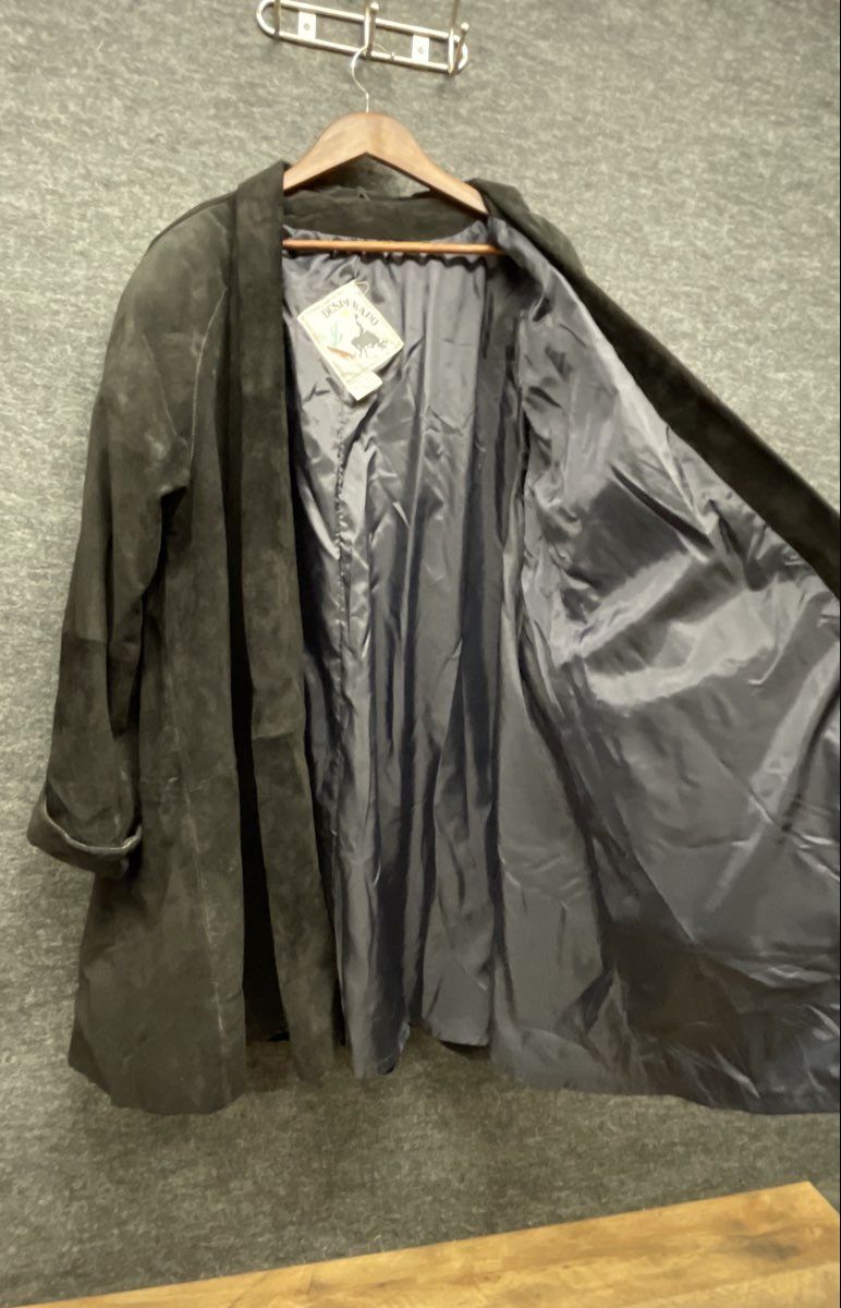 Desperado Women's Vintage 90s Black Suede Leather Shawl Collar Coat Size M