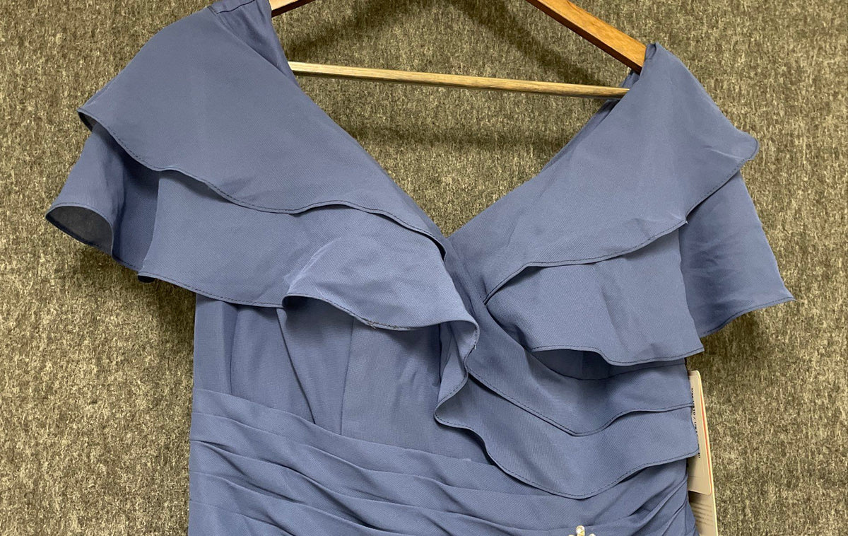 JJ's House Women's Navy Chiffon Mother of the Bride Ruffle Dress Sz 10 NWT