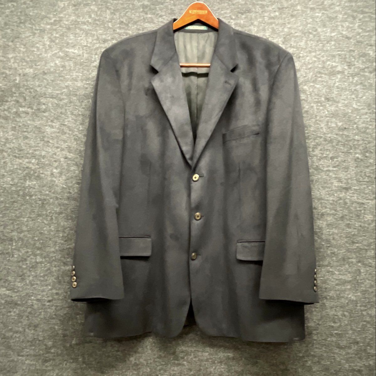 Lord & Taylor Men's Blazer Sports Coat Charcoal Faux Suede 3-Button Sz 48T