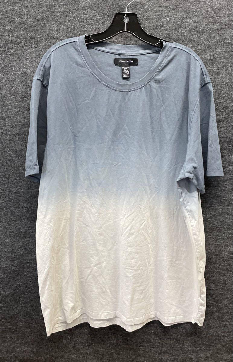 Kenneth Cole Men's Blue White Gradient Ombre Crew Neck T-Shirt Sz XXL