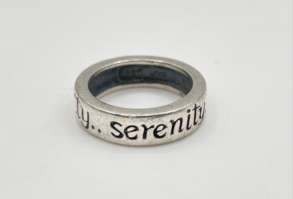 MWS 925 Sterling Silver Engraved Serenity Ring 5.9g