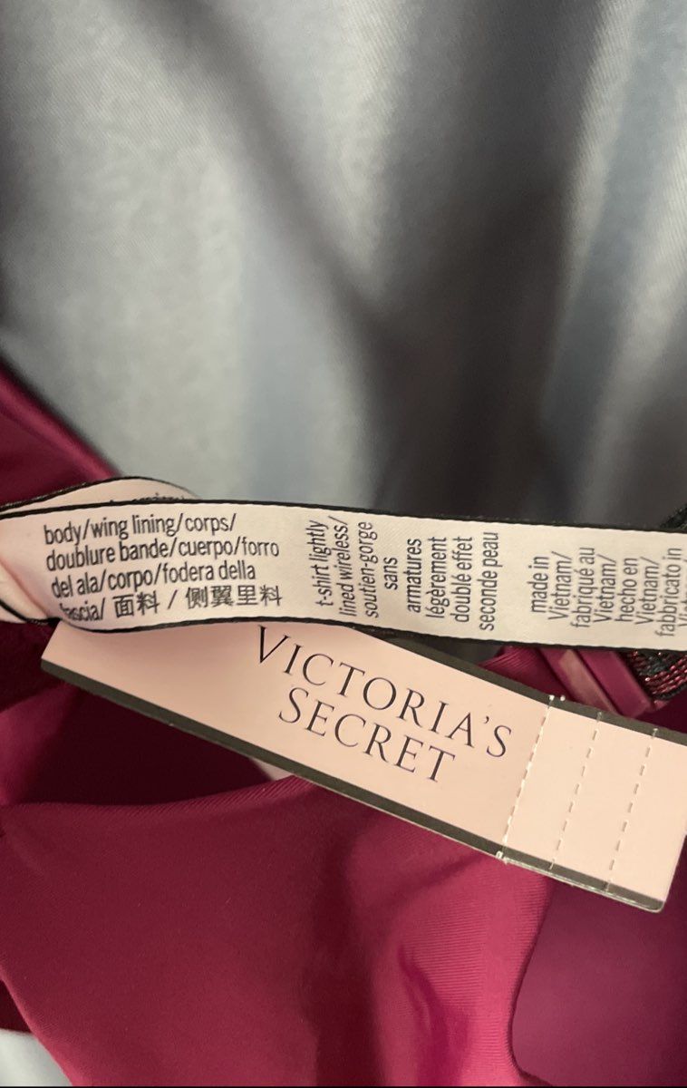Victoria's Secret Women's Bra Burgundy Shine Strap Logo NWT Sz 34DD