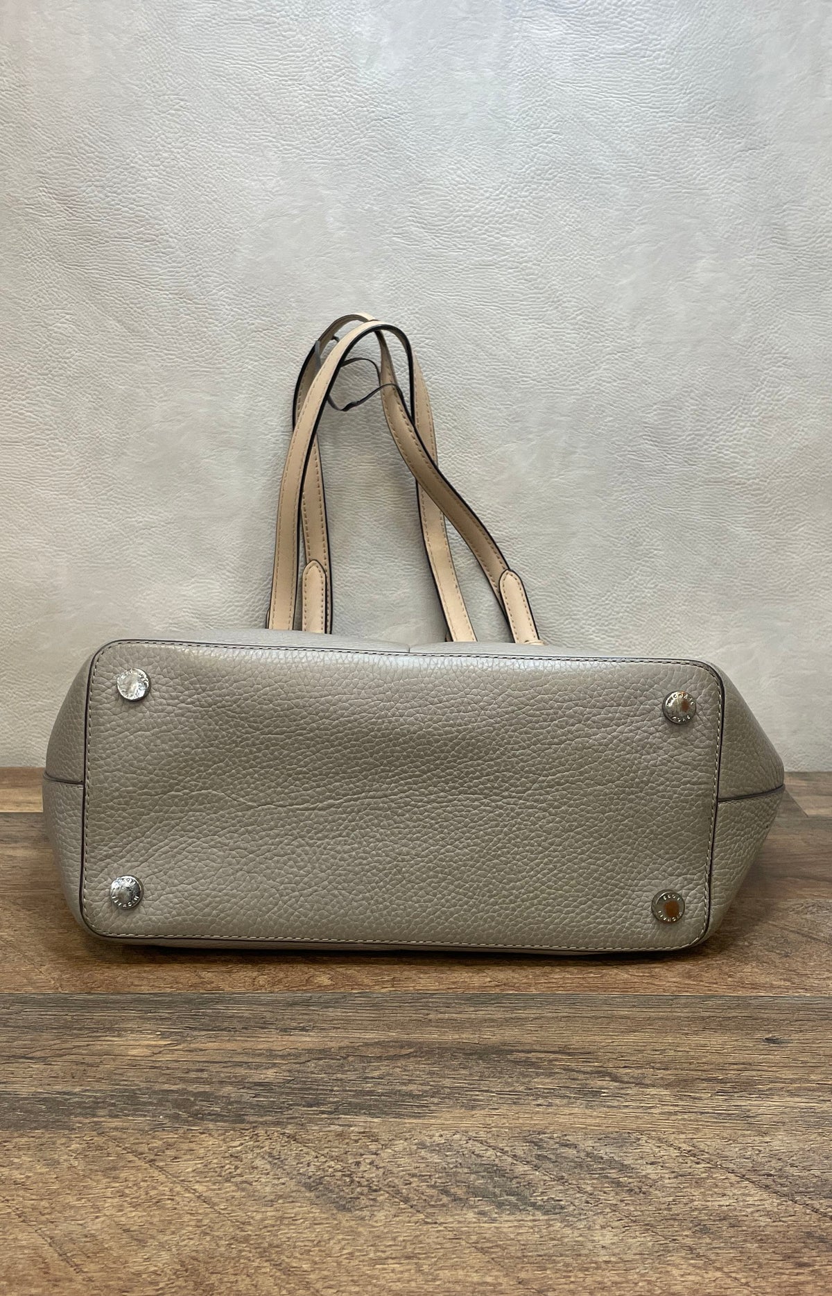 Michael Kors Grey Pebbled Leather Tote Bag Silver Hardware