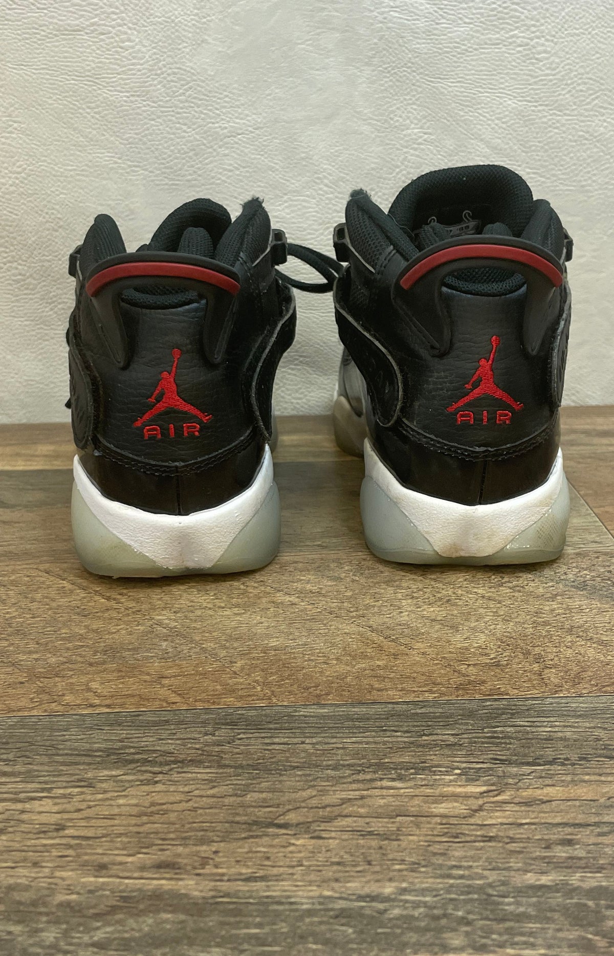 Nike Air Jordan 6 Rings Black White Gym Red GS Basketball Shoes Size 5.5Y
