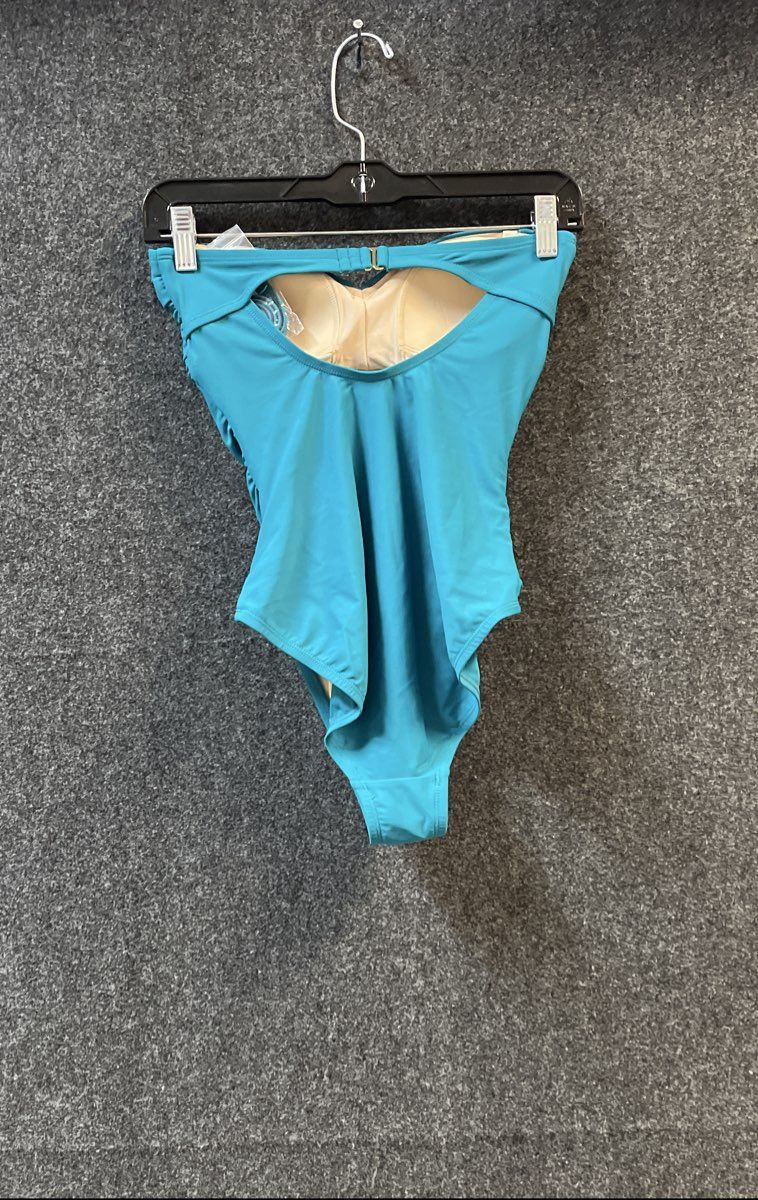 Kona Sol Women's Teal Ruched Bandeau One Piece Swimsuit NWT Sz S